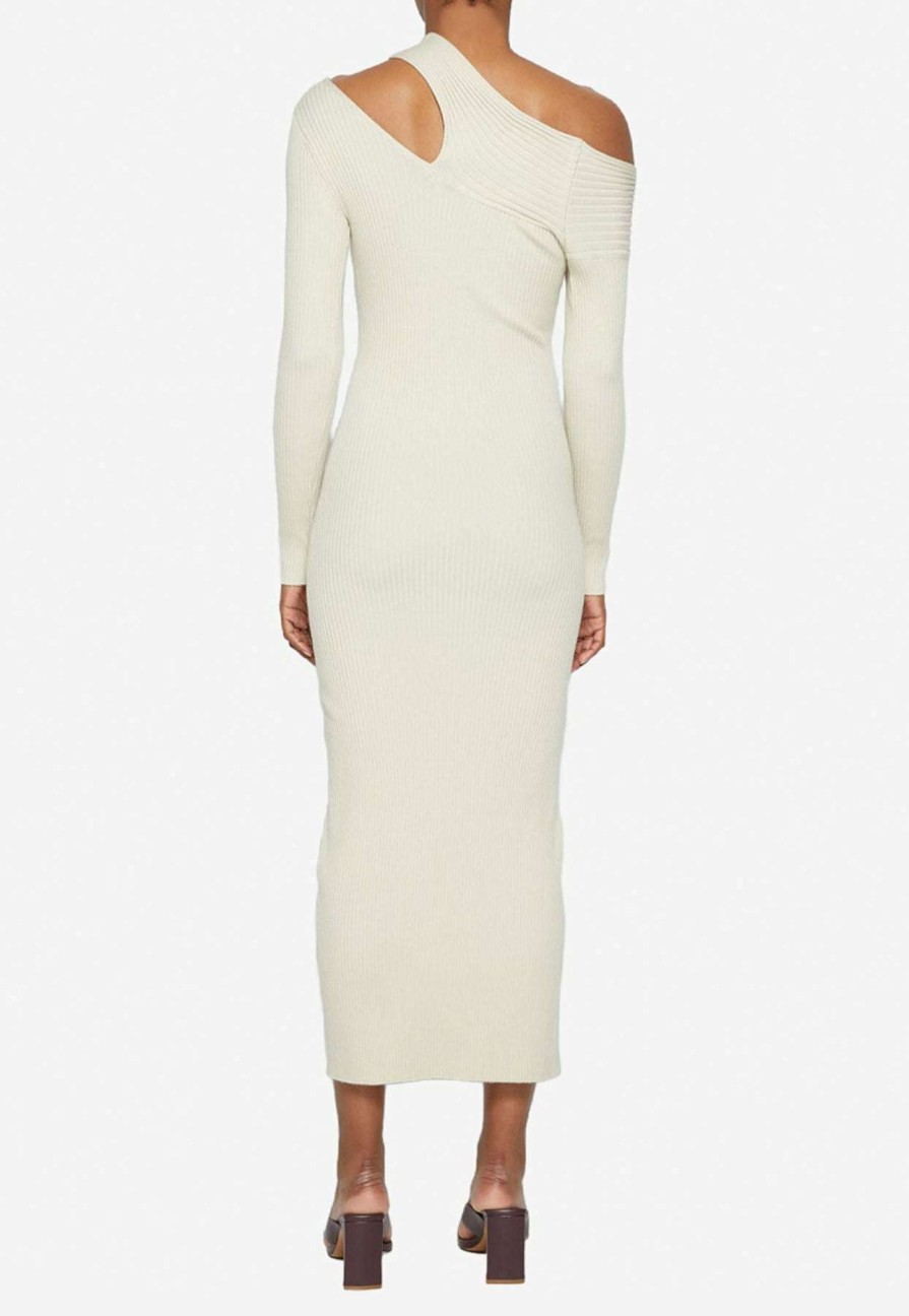 Dresses * | Jonathan Simkhai Camille Off-Shoulder Dress In Wool Taupe