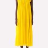 Dresses * | Chloe Gathered Cap-Sleeved Midi Dress Yellow