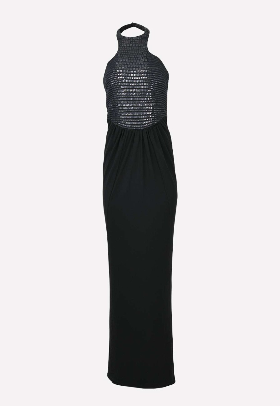 Dresses * | Tom Ford Crocodile Embroidered Halterneck Gown Black