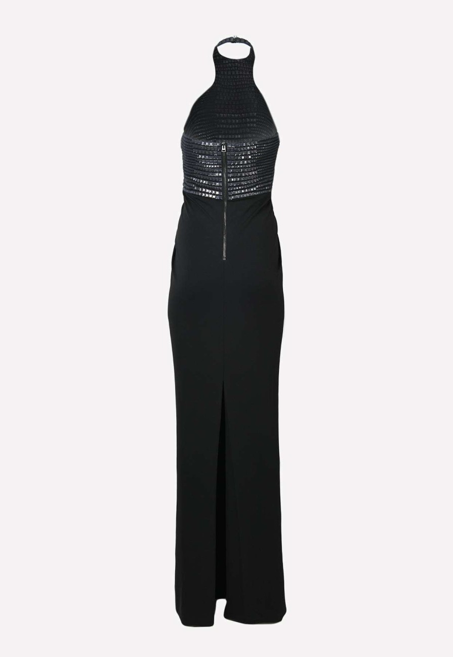 Dresses * | Tom Ford Crocodile Embroidered Halterneck Gown Black