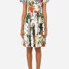 Dresses * | Dolce & Gabbana Patchwork Lantern-Sleeved Cotton Mini Skirt Multicolor