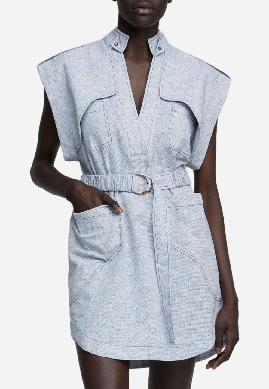 Dresses * | Acler Somerton Mini Dress Light Blue