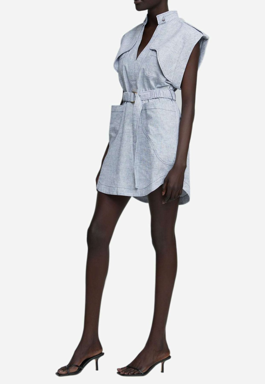 Dresses * | Acler Somerton Mini Dress Light Blue