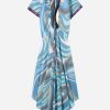 Dresses * | Emilio Pucci Marmo Print Maxi Kaftan Dress Blue