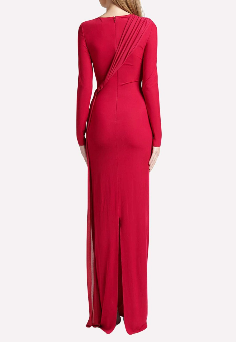 Dresses * | Tom Ford Twisted Drape Column Gown Raspberry