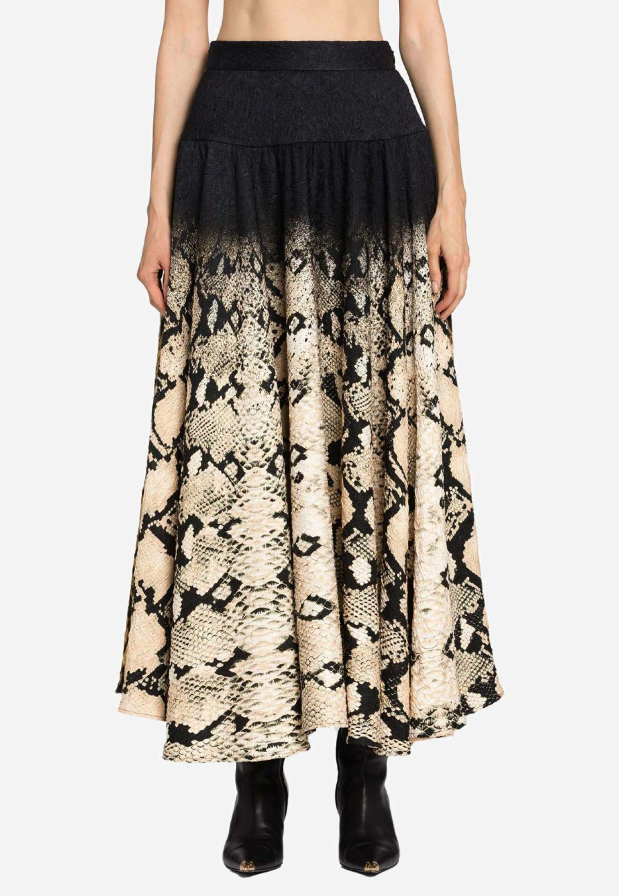 Skirts * | Roberto Cavalli Python And Ocelot-Print A-Line Skirt Multicolor