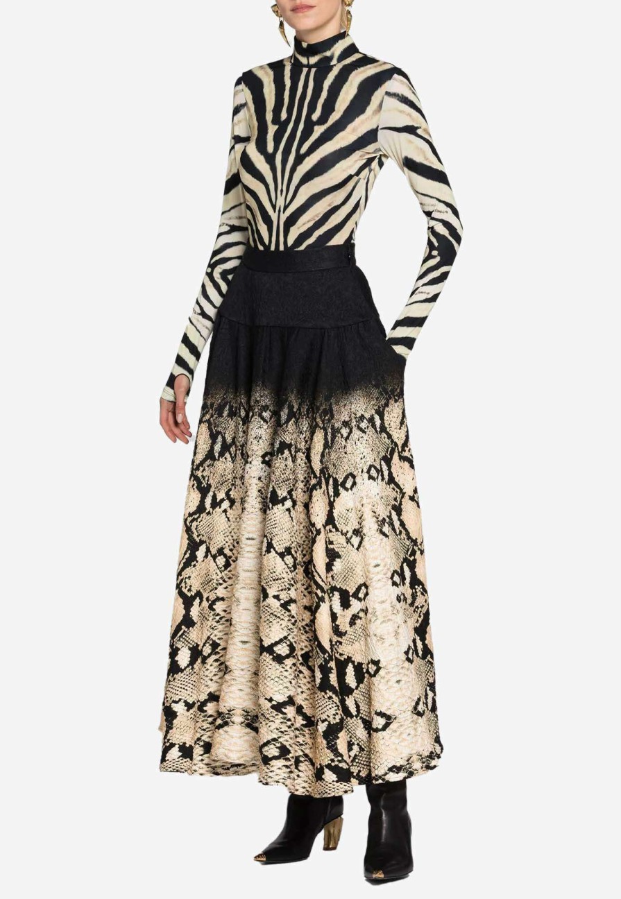 Skirts * | Roberto Cavalli Python And Ocelot-Print A-Line Skirt Multicolor