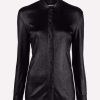 Evening * | Tom Ford Glossy Long-Sleeved Shirt Black