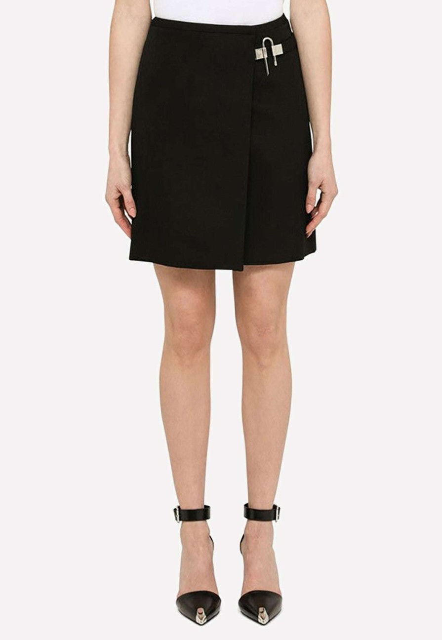 Skirts * | Givenchy Wool Wrap Mini Skirt Black