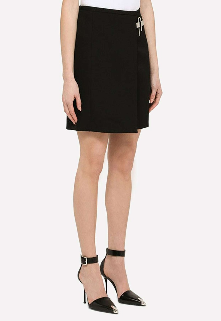 Skirts * | Givenchy Wool Wrap Mini Skirt Black