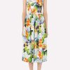 Dresses * | Dolce & Gabbana Hydrangea-Print Poplin Midi Dress Multicolor