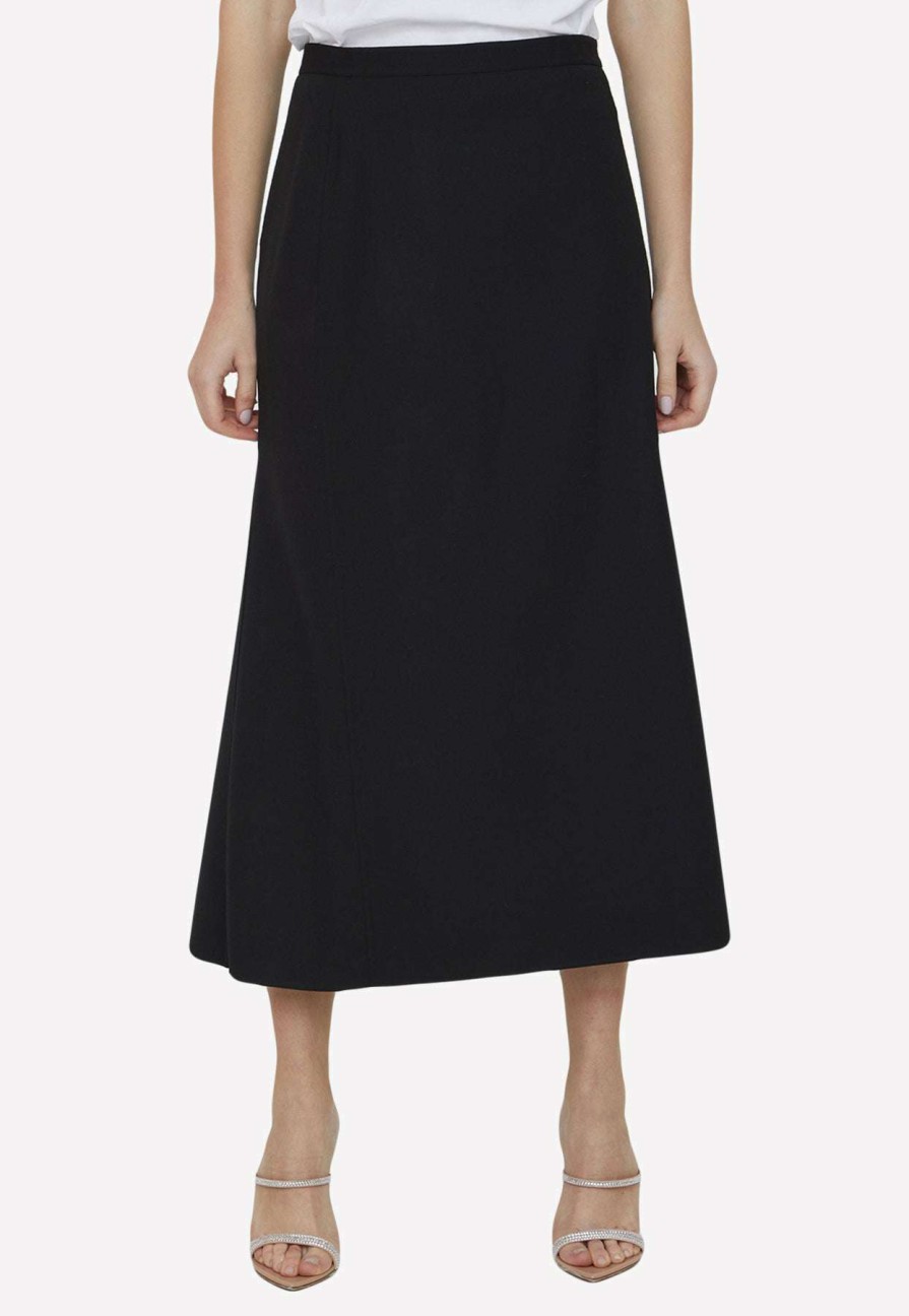 Skirts * | The Row Avianna Midi Skirt In Wool Black