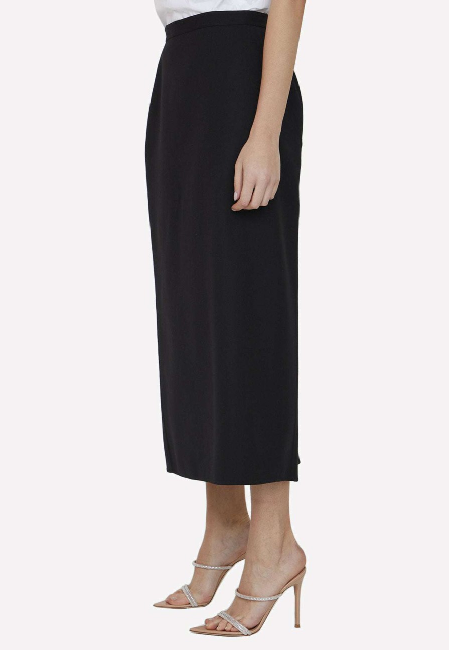 Skirts * | The Row Avianna Midi Skirt In Wool Black