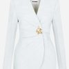 Evening * | Jil Sander Constructed Draped Blazer With Leaf Button Sky Blue