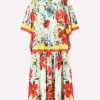 Dresses * | Dolce & Gabbana Garden-Print Poplin Kaftan Multicolor