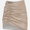 Skirts * | The Mannei Wishaw Mini Leather Skirt Beige