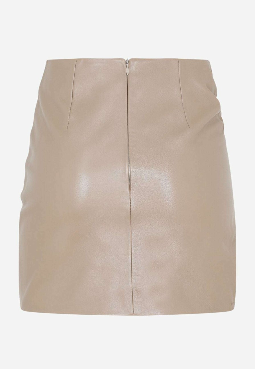 Skirts * | The Mannei Wishaw Mini Leather Skirt Beige