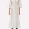 Dresses * | Chloe Balloon-Sleeved Ruffed Yoke Midi Dress White