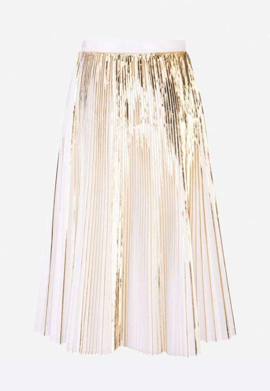 Skirts * | Valentino Cotton Poplin Pleated Midi Skirt Gold