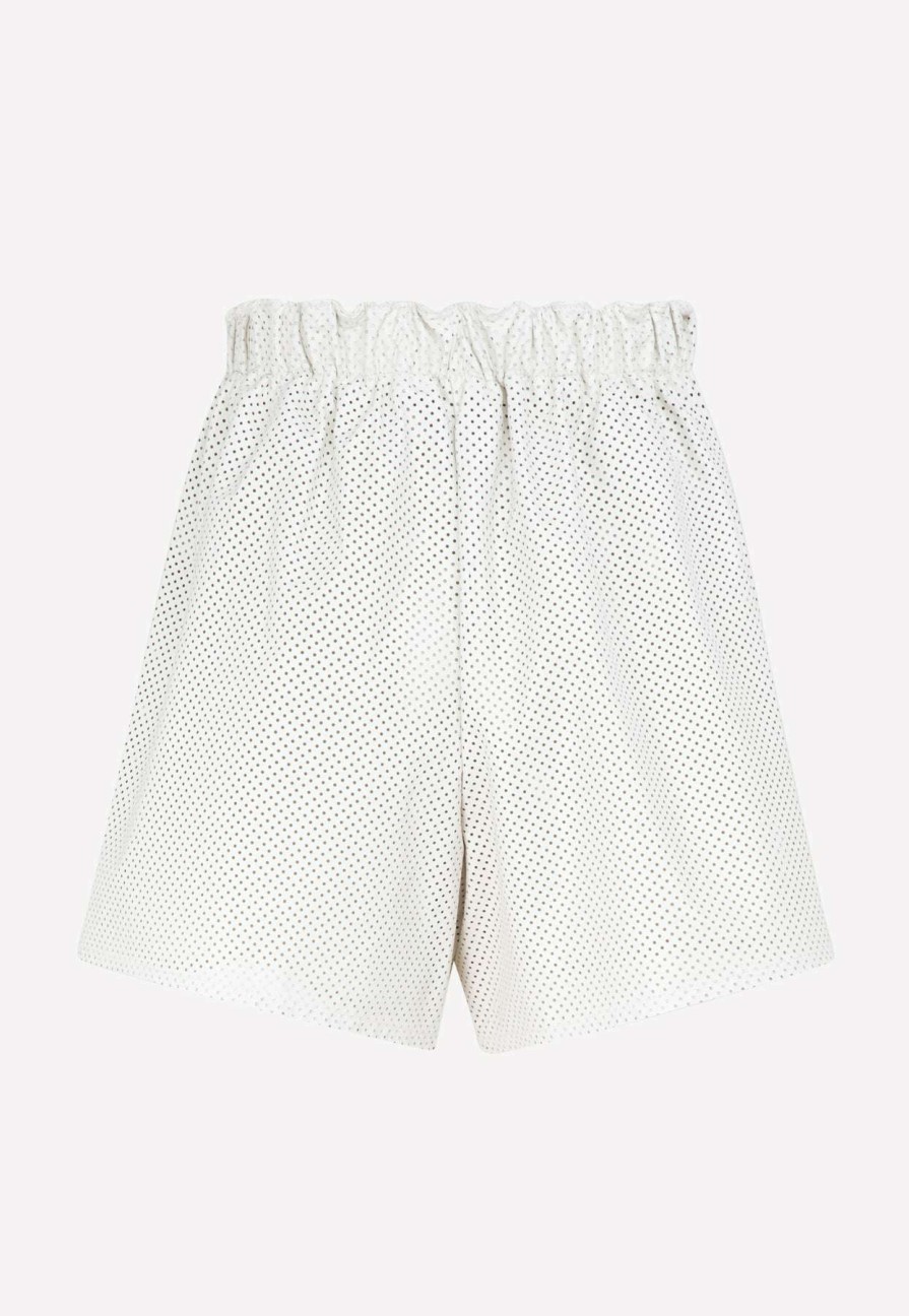 Shorts * | Prada Perforated Leather Shorts White