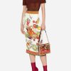 Skirts * | Dolce & Gabbana Vegetable Print Silk Pencil Skirt Multicolor