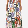 Skirts * | Dolce & Gabbana Patchwork Pleated Cotton Maxi Skirt Multicolor