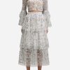 Skirts * | Self-Portrait Sequined Tiered Midi Skirt White