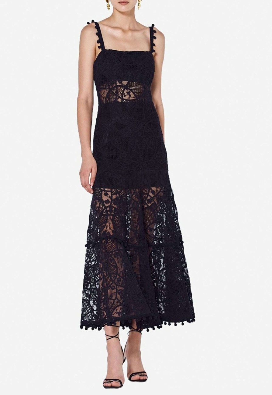 Evening * | Alexis Lucila Laced Midi Dress Black