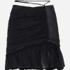 Skirts * | Nensi Dojaka Asymmetric Frill Mini Skirt In Silk Black