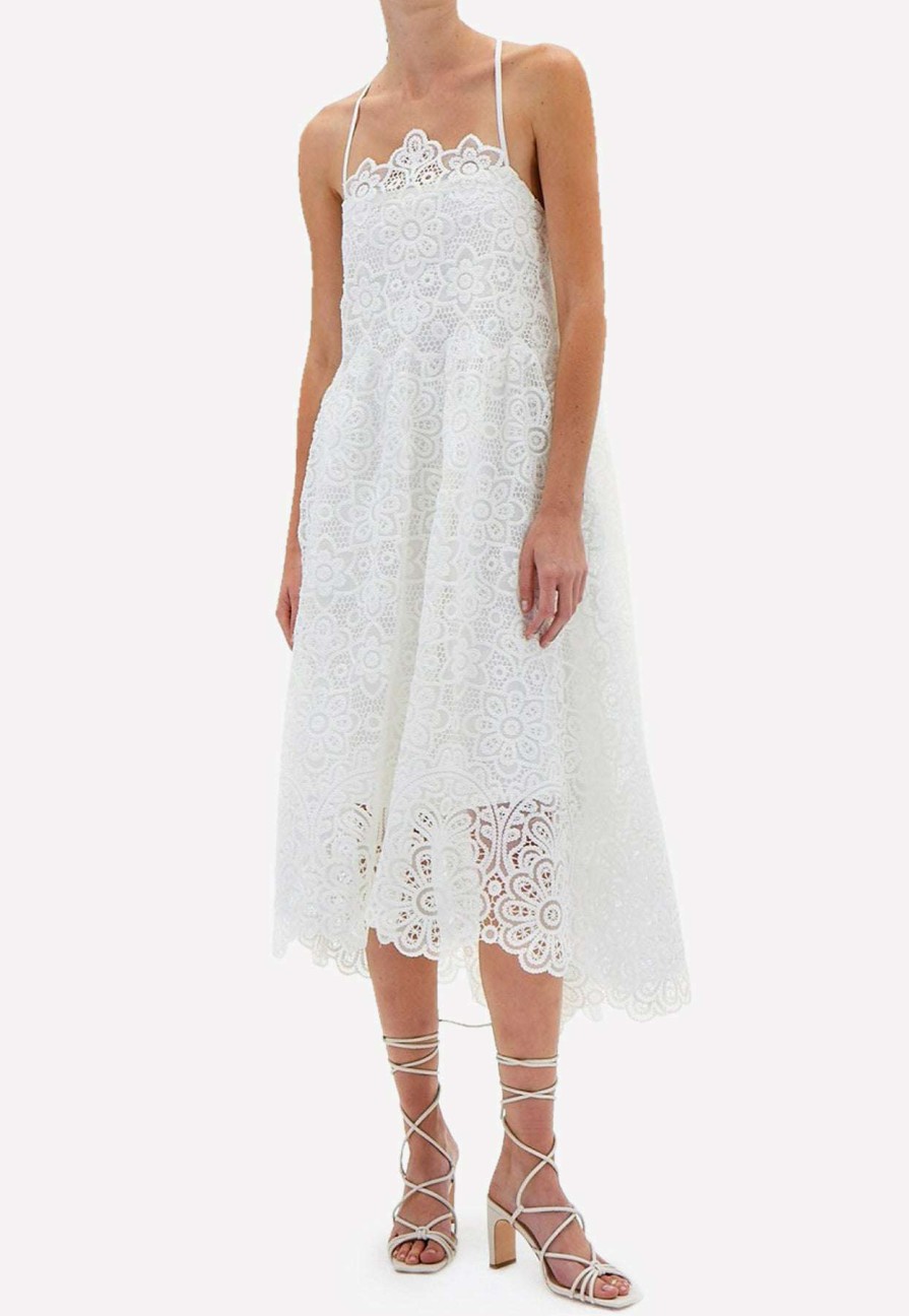 Dresses * | Jonathan Simkhai Zayna Crochet Guipure Midi Dress White