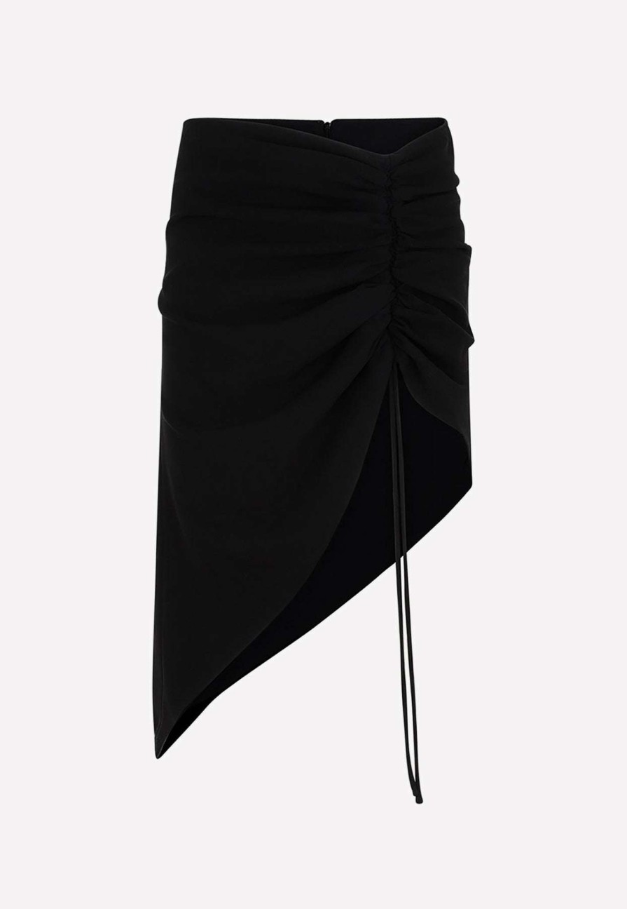 Skirts * | Monot Ruched Asymmetric Mini Skirt Black