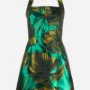 Evening * | Dolce & Gabbana Printed Jacquard Lame Mini Dress Green