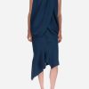 Skirts * | Dawei Asymmetric Midi Skirt Navy