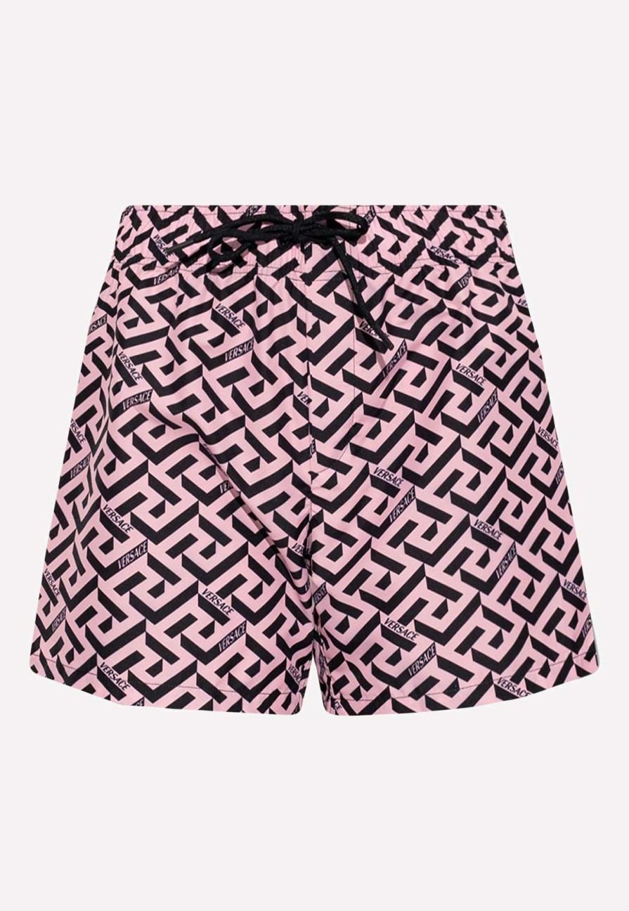 Shorts * | Versace Greca Print Swim Shorts Pink