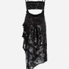 Dresses * | The Attico Nora Sequin Embellished Midi Dress Black