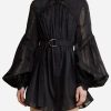 Dresses * | Acler Rusper Belted Mini Dress With Accentuated Sleeves Black