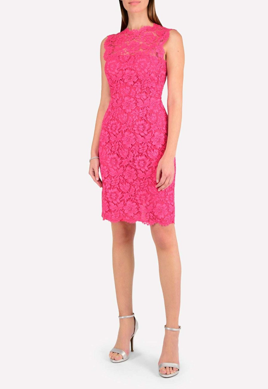 Evening * | Valentino Cotton-Blend Floral Lace Midi Dress Pink