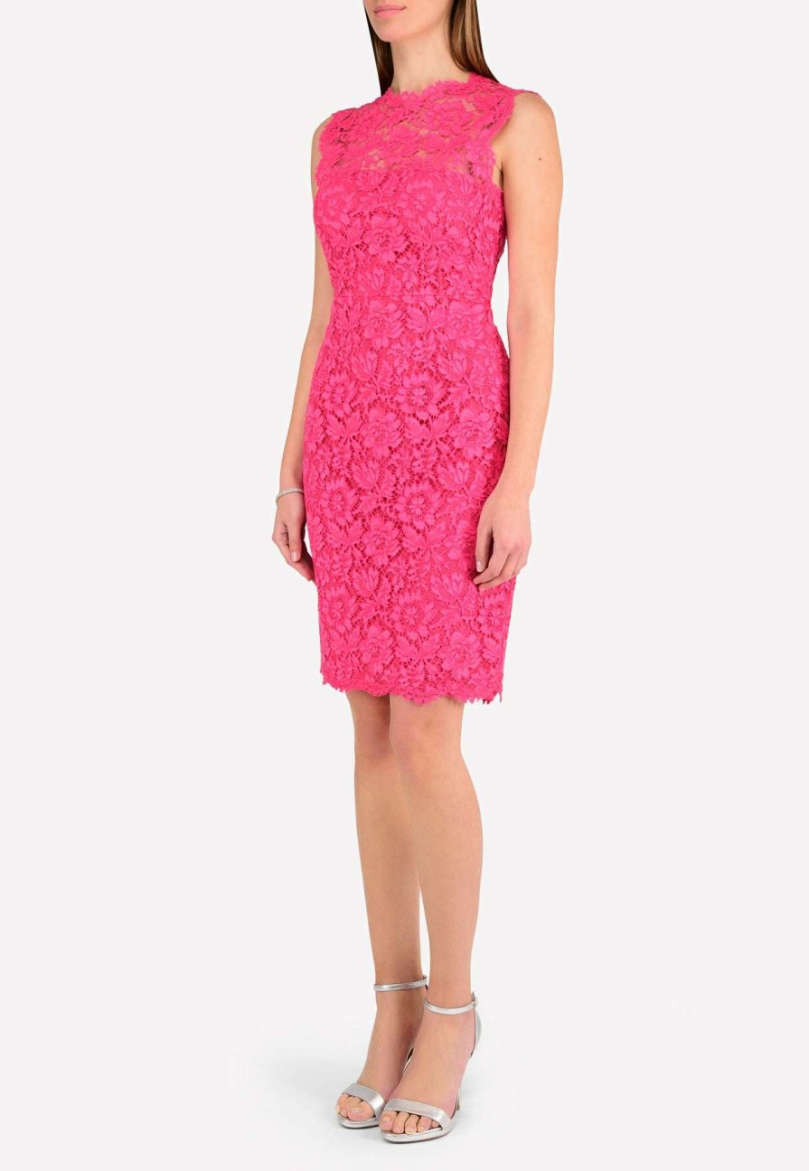 Evening * | Valentino Cotton-Blend Floral Lace Midi Dress Pink