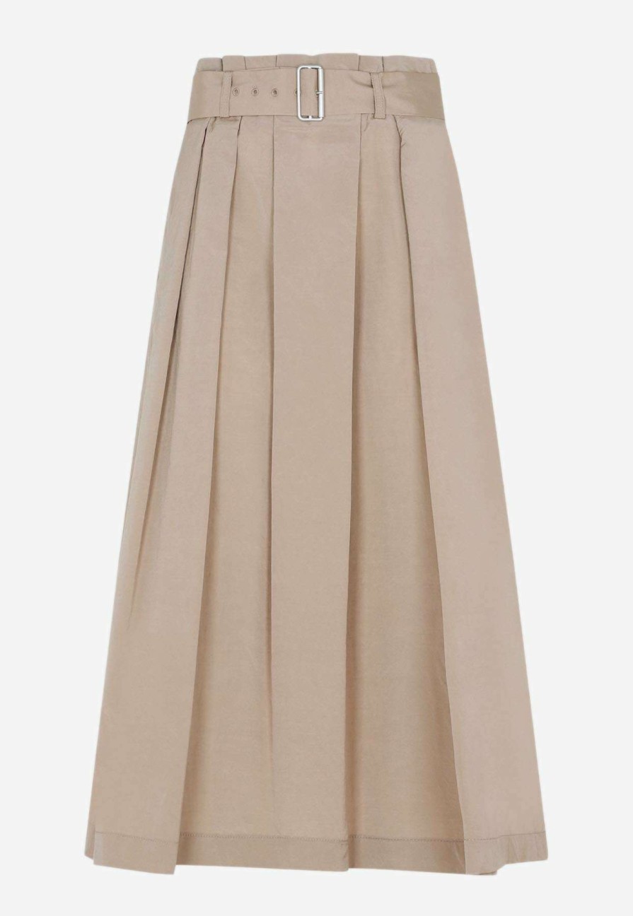 Skirts * | Peserico Pleated Midi Skirt Beige