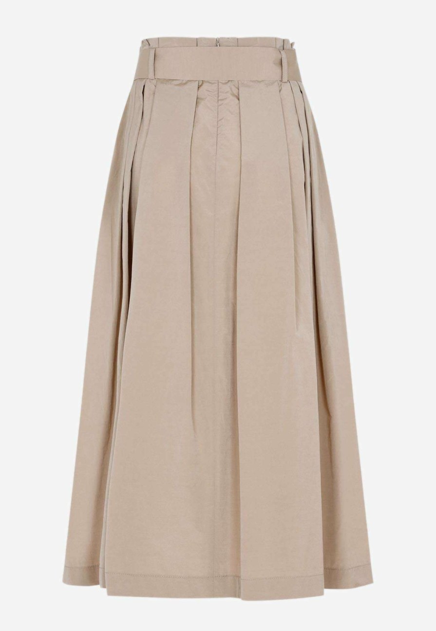 Skirts * | Peserico Pleated Midi Skirt Beige