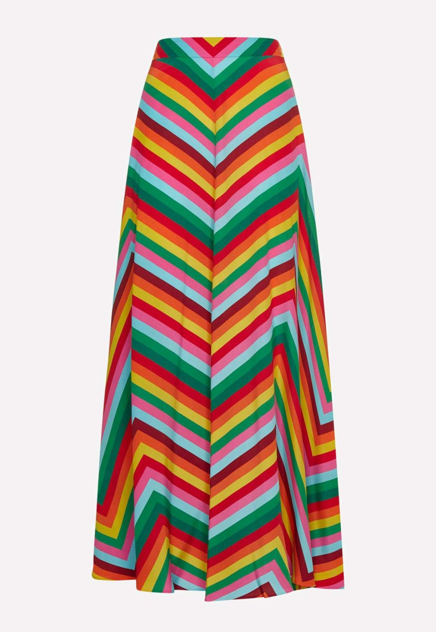 Skirts * | Valentino Chevron Print Crepe De Chine Maxi Dress Multicolor