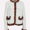 Evening * | Dolce & Gabbana Flowers Trim Tweed Jacket White