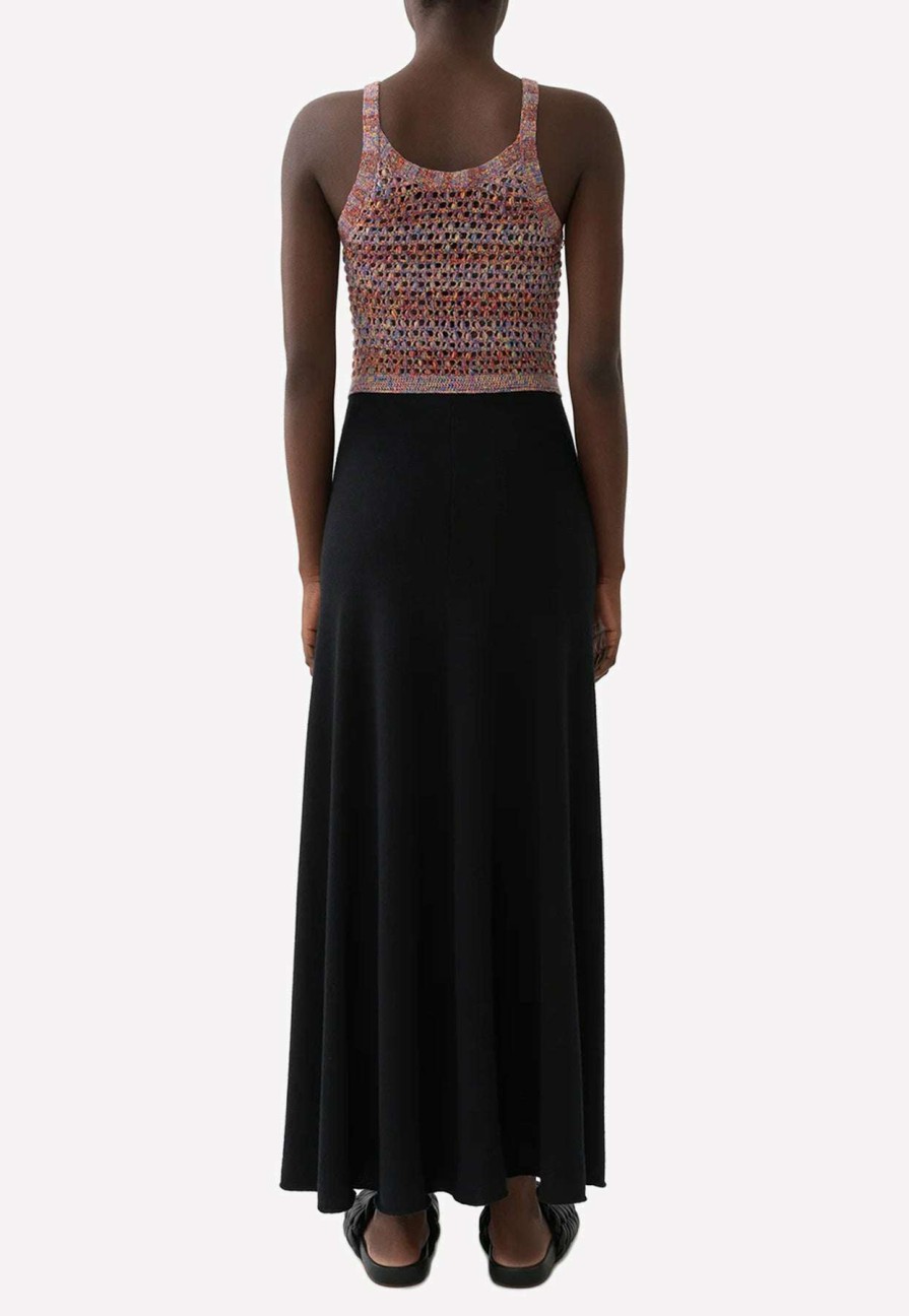 Dresses * | Chloe Crochet Knit Paneled Maxi Dress Black