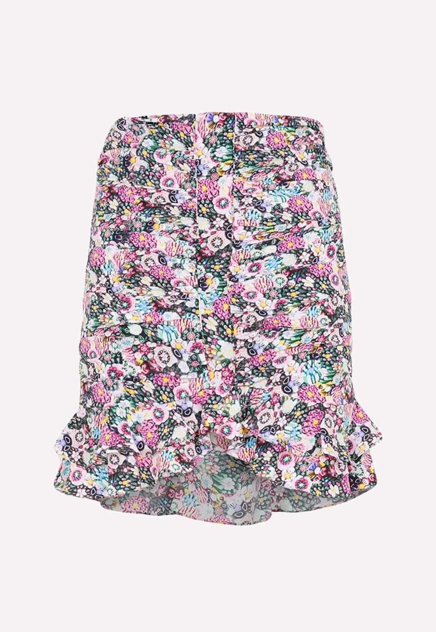 Skirts * | Isabel Marant Milendi Ruffled Floral Mini Skirt Multicolor