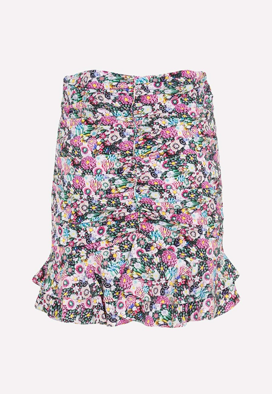 Skirts * | Isabel Marant Milendi Ruffled Floral Mini Skirt Multicolor