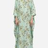 Dresses * | Emilio Pucci Africana Print Silk Kaftan Maxi Dress Mint