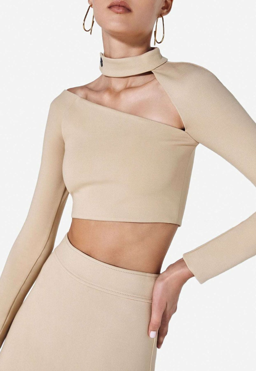 Evening * | Alexis Camryn Cropped Top Beige