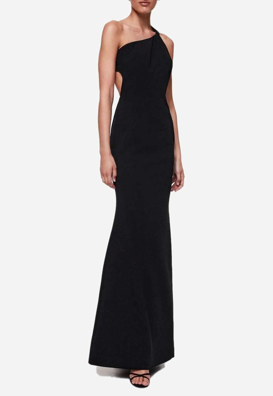 Evening * | Rachel Gilbert Cecilio Crystal-Embellished Gown Black