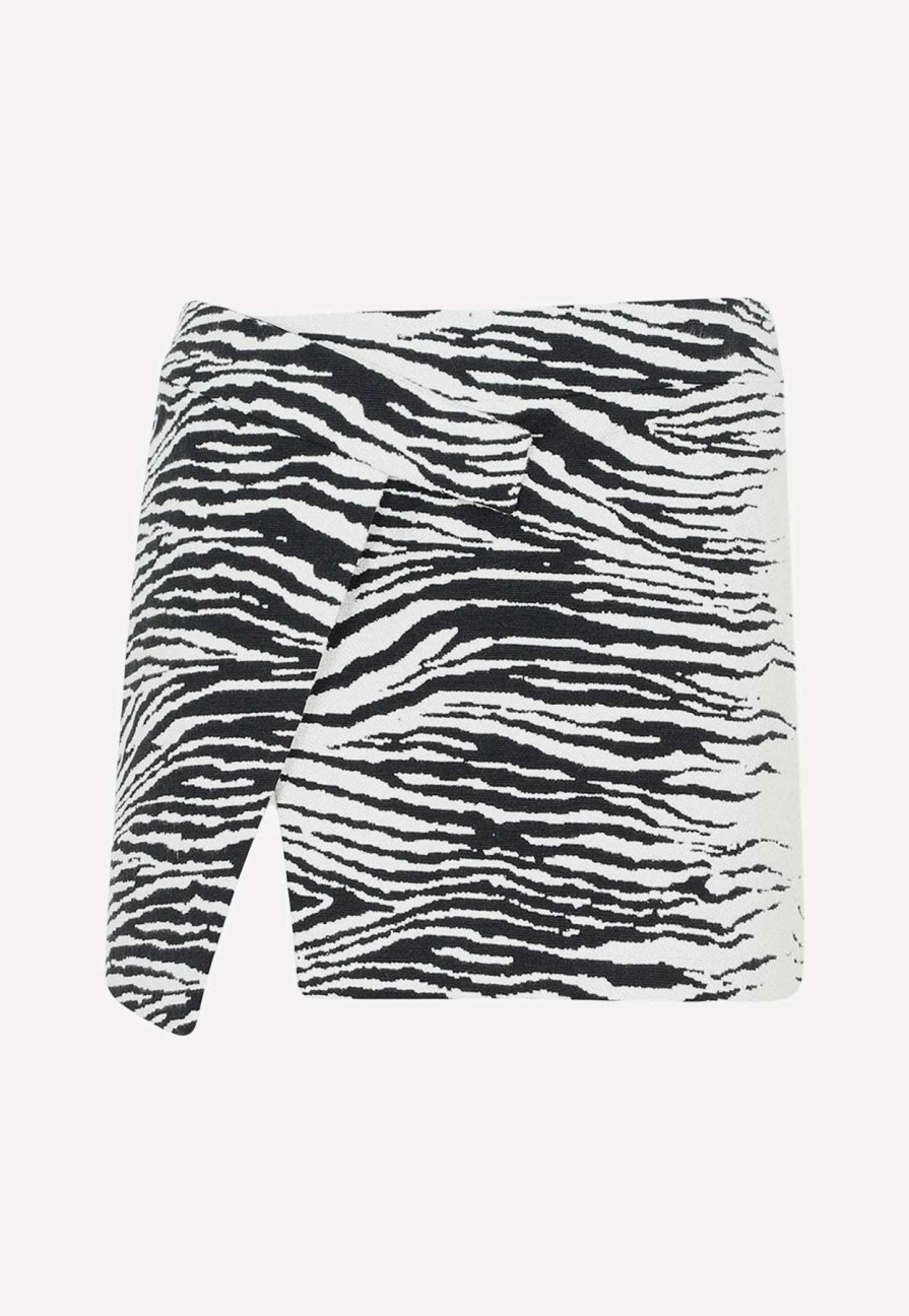 Skirts * | The Attico Cloe Animal Print Mini Skirt Monochrome