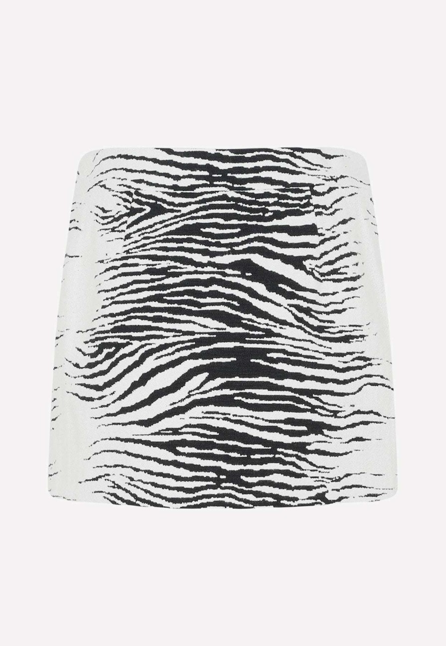 Skirts * | The Attico Cloe Animal Print Mini Skirt Monochrome